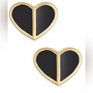 Kate Spade New York Gold Black Heart Stud Earrings NEW